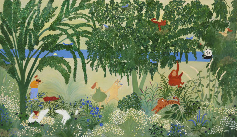 문경, 동화의숲, 193.9x112cm, 캔버스에 아크릴, 과슈, 2024 