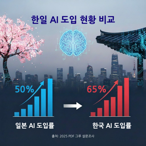 한일 AI 도입 현황 비교 [사진=PDF Guru 제공]  