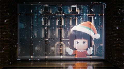 한화리조트 경주에서 캐릭터 ‘노래하는 프리코’가 미디어파사드로 상영되고 있다