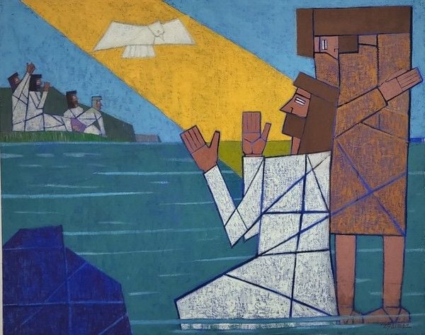 오! 예수, 물로 세례를 받으시다- 91x61cm-mixed media on canvas-2025  