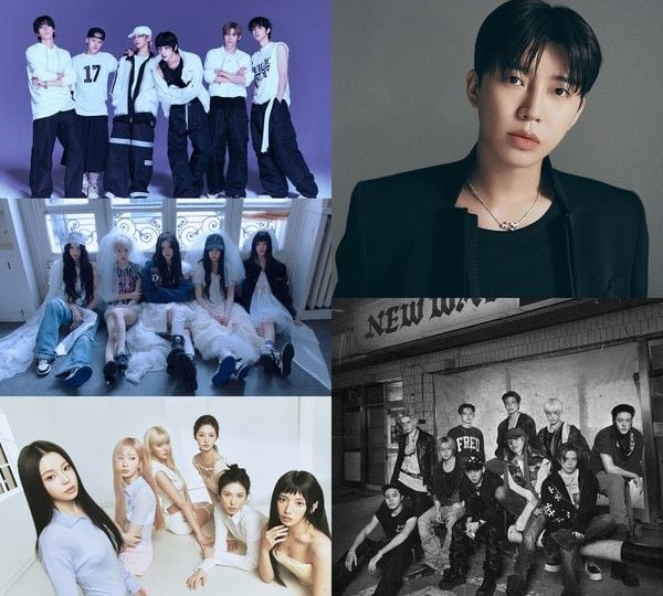 [사진(팀명 가나다 순) = SM엔터테인먼트(라이즈), 빌리프랩(아일릿), JYP엔터테인먼트(엔믹스), 물고기뮤직(임영웅), YG엔터테인먼트(트레저) 제공] 