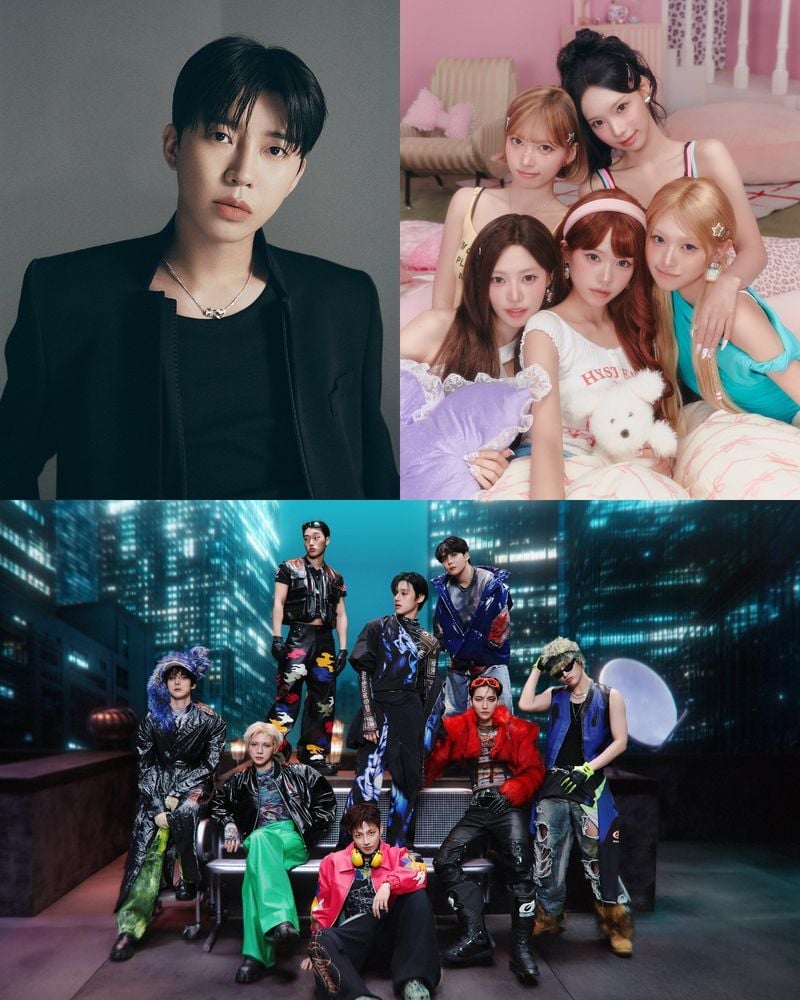 [사진 = 더뮤즈엔터테인먼트(리센느), KQ엔터테인먼트(에이티즈), 물고기뮤직(임영웅) 제공]